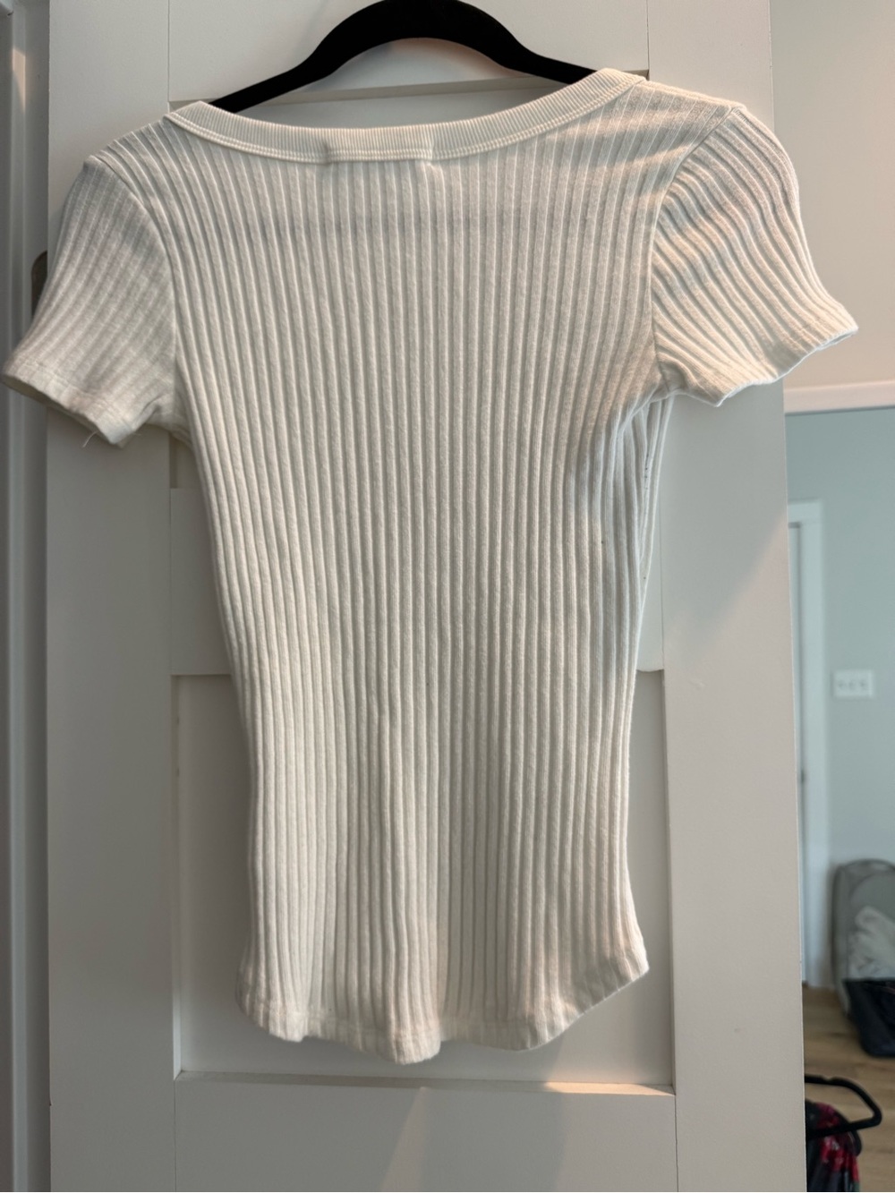 Project Social T Cream Ribbed Scoop Short Sleeve Top - Picture 2 of 2